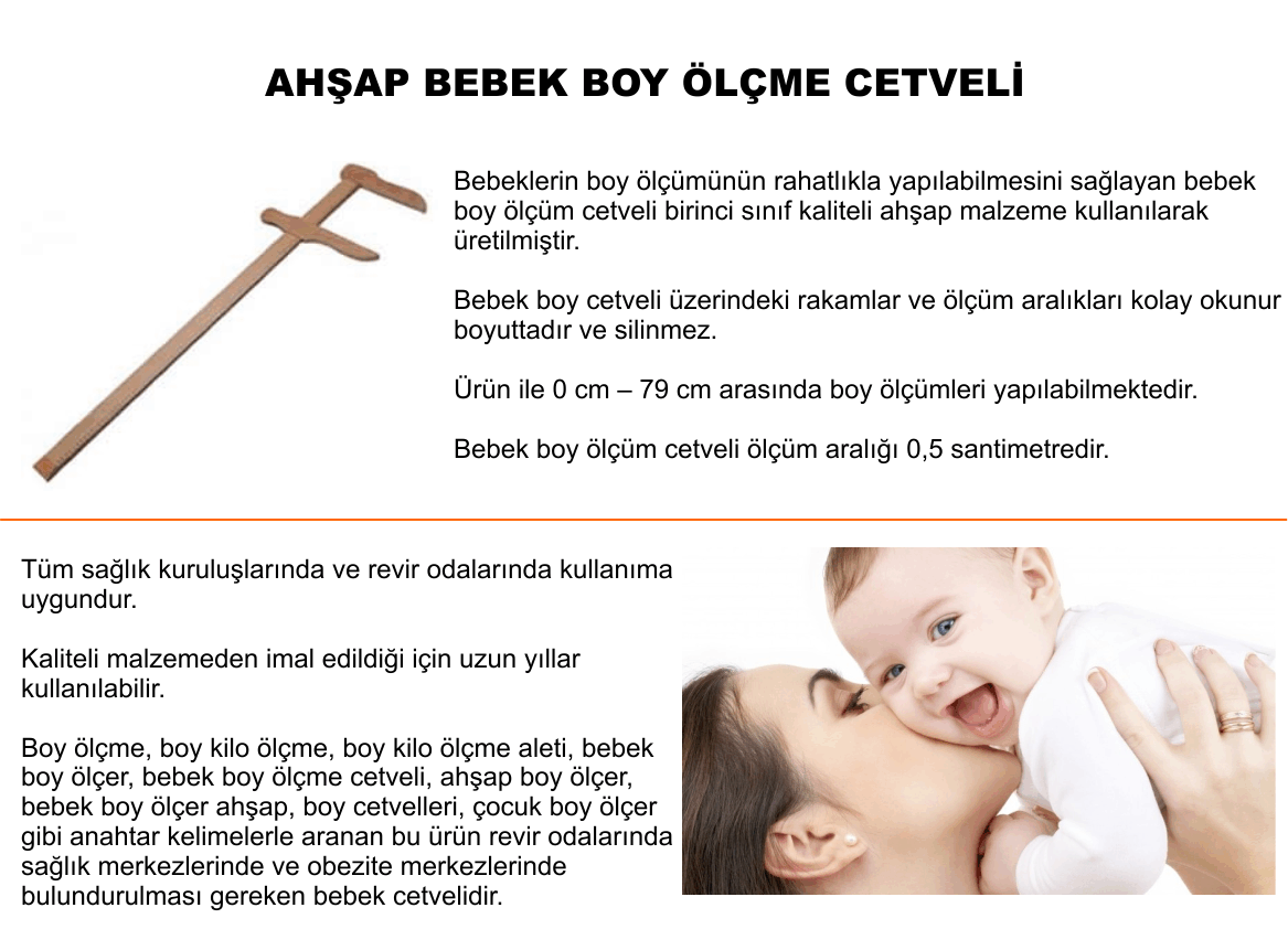 AHŞAP BEBEK BOY ÖLÇME CETVELİ