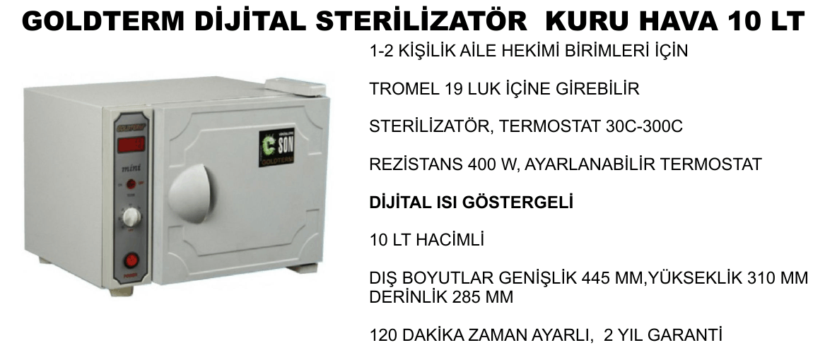 STERİLİZATÖR KURU HAVA 10 LT DIJITAL