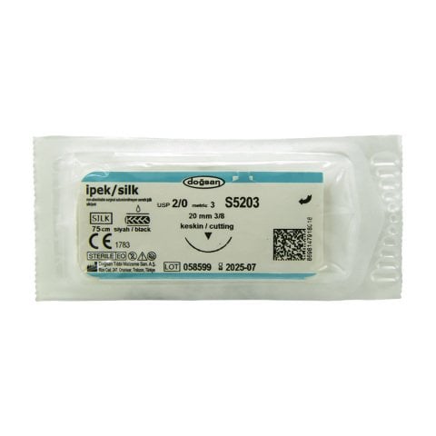 Doğsan 2/0 20 mm Keskin 3/8 75cm İpek İplik